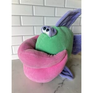 Funny Friends Plush Fish Jennifer Mazur Soft Sculptures Huge Lips Green & Purple